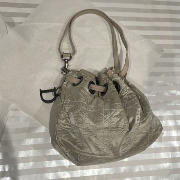 DIOR Vintage Handbag Shoulder Drawstring Hobo Bucket Quilted Bag - Picture 1 of 5